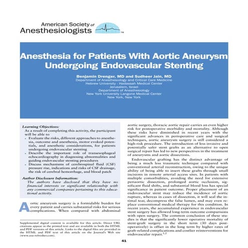 Anestesia para px con aneurisma (colocación de stent)