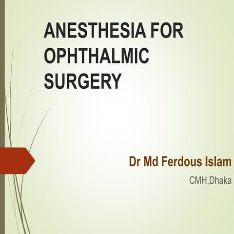 Anesthesia in ophthalmic surgery dr ferdous 