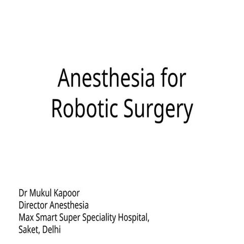 Anesthesia for robotic urology surgery's