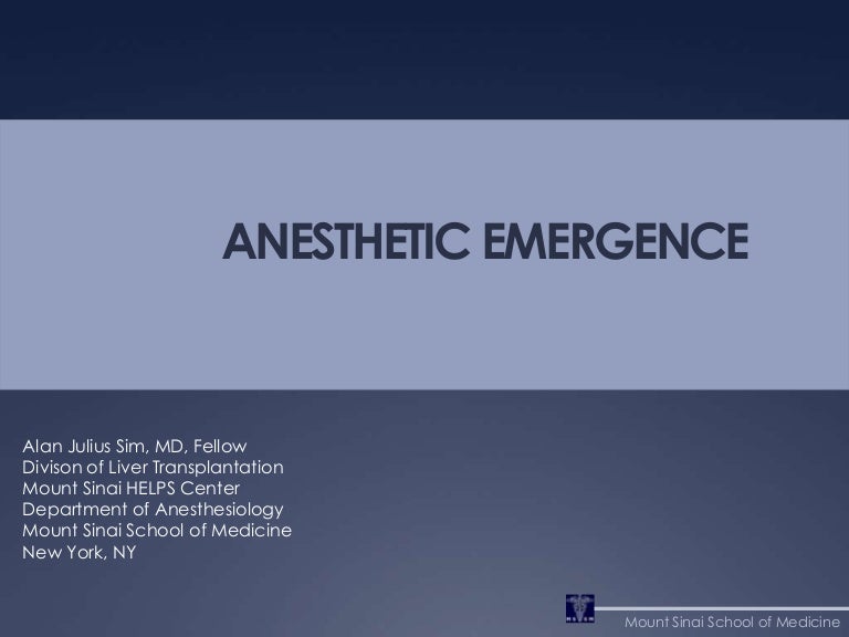 Anesthetic Emergence
