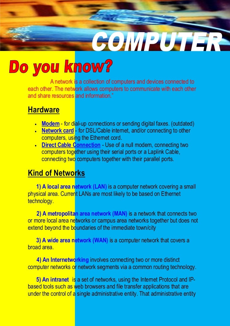 A Network Is A Collection Of Computers And Devices Connected To Each