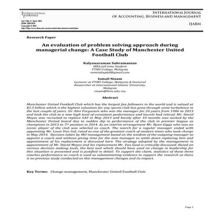 An evaluation of problem solving approach during managerial change a ...