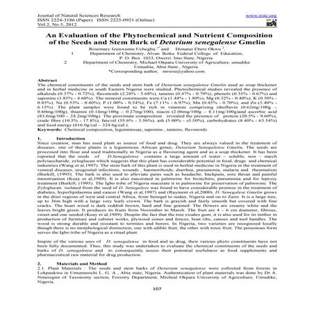   An evaluation of the phytochemical and nutrient composition