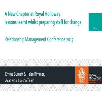 Emma Burnett and Helen Rimmer: A new chapter at Royal Holloway