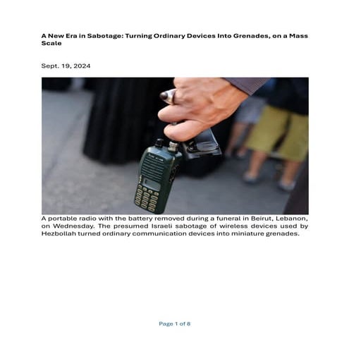 A New Era in Sabotage: turning ordinary devices into grenades, on a mass scale