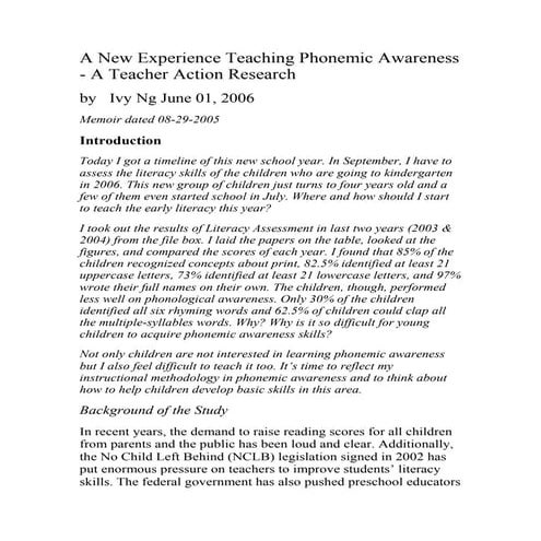 A new experience teaching phonemic awareness