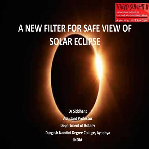 A new filter for safe view of solar eclipse