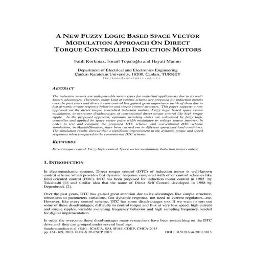 A NEW FUZZY LOGIC BASED SPACE VECTOR MODULATION APPROACH ON DIRECT TORQUE CON...