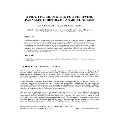 A new hybrid metric for verifying