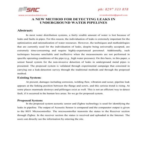 A new method for detecting leaks in underground water pipelines