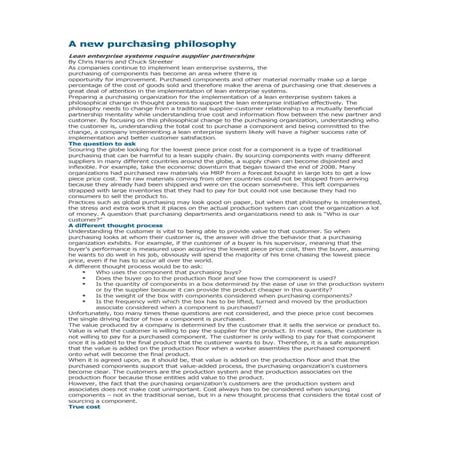 A new purchasing philosophy