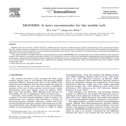 A New Recommender For The Mobile Web