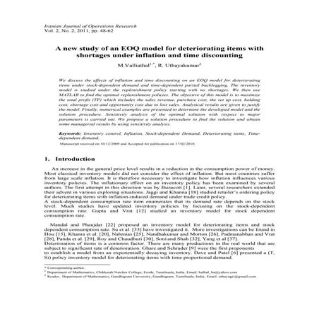 A new study of an eoq model