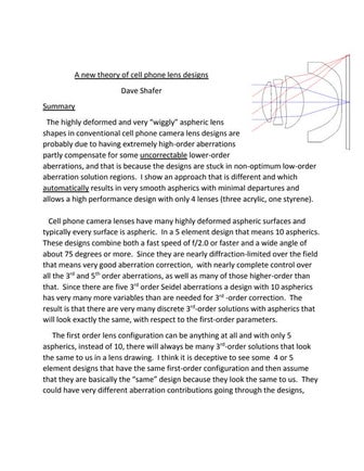A new theory of cell phone lenses