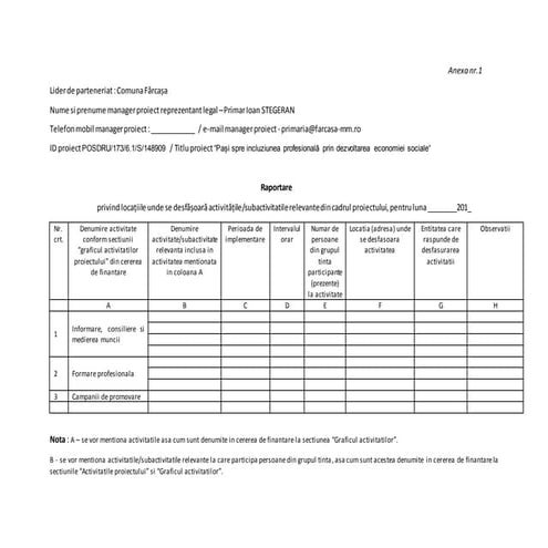Anexa 8 raportare lunara locatii implementare activitati     20 25 pt luna viitoare