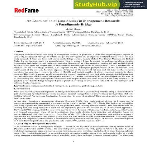 An Examination Of Case Studies In Management Research  A Paradigmatic Bridge