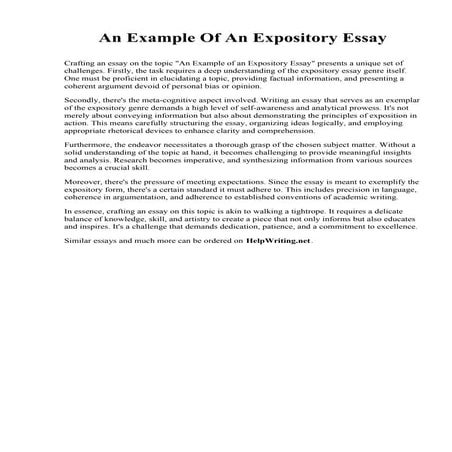 An Example Of An Expository Essay. Hostos Community College CUNY