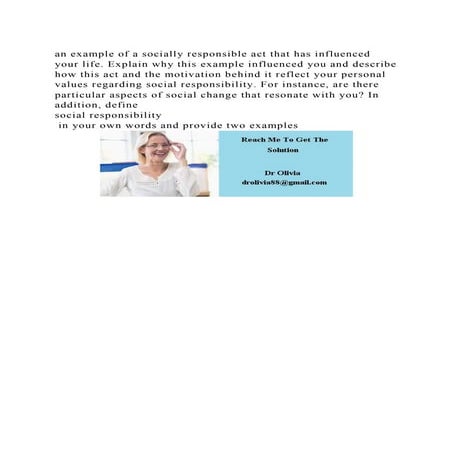 An Example Of A Socially Responsible Act That Has Influenced Your Li docx
