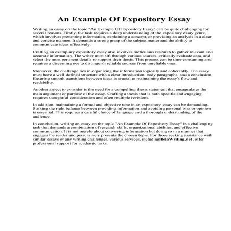 An Example Of Expository Essay. Expository Essay Essays Cognition | PDF