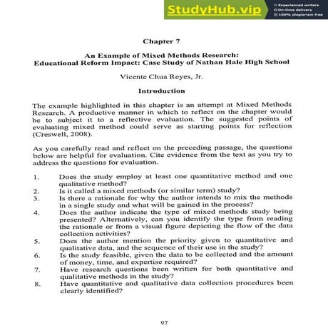 An Example Of Mixed Methods Research Educational Reform Impact - Case ...