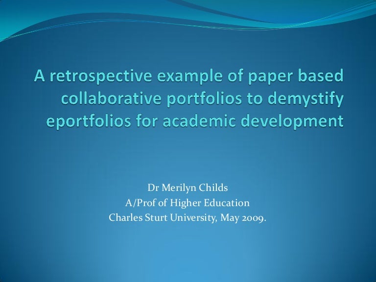 An Example Of Paper Based Collaborative Portfolios2
