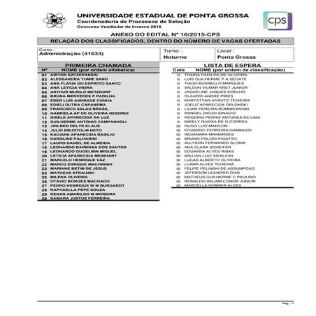 Lista Vestibular