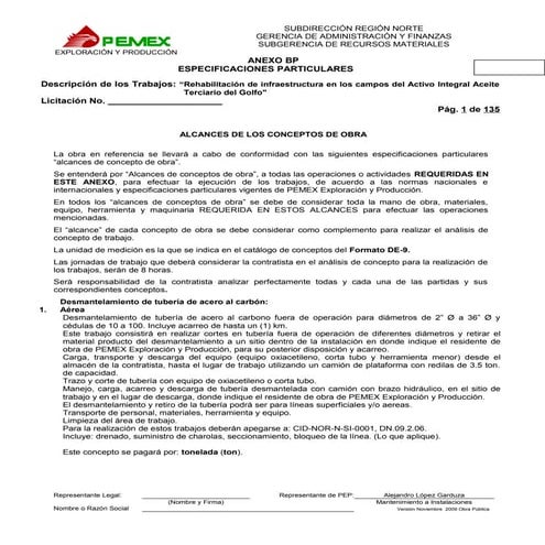 Anexo bp  alcances de los conceptos de obra pemex