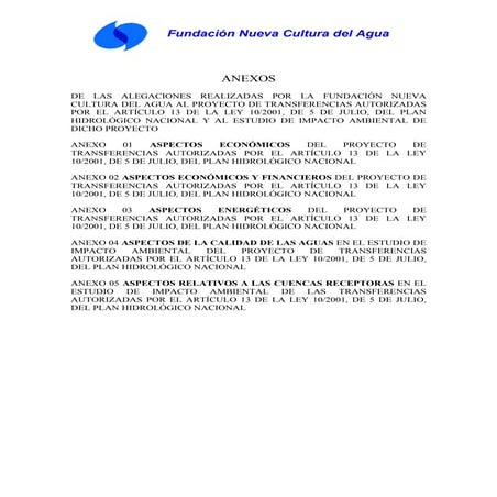 Anexos de las alegaciones al PHN 