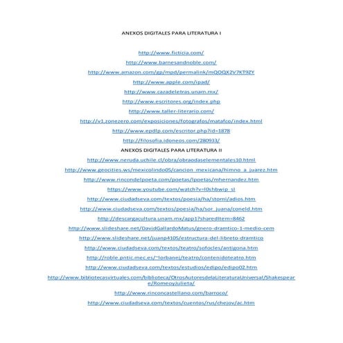 Anexos digitales para literatura i