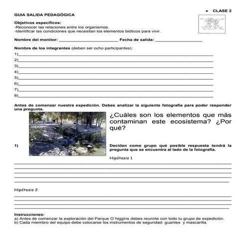 Anexos planificación salida pedagógica.