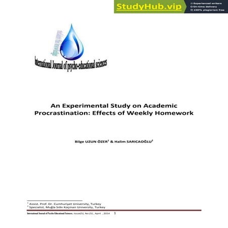 An Experimental Study On Academic Procrastination  Effects Of Weekly Homework