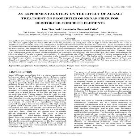 An experimental study on the effect of alkali treatment on properties of kena...