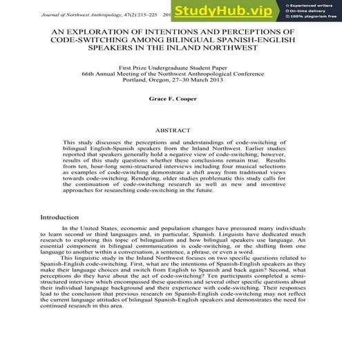 An Exploration Of Perceptions And Intentions Of Code-Switching Among Bilingua...