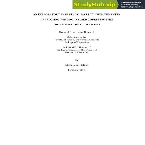 AN EXPLORATORY CASE STUDY FACULTY INVOLVEMENT IN DEVELOPING WRITING ...