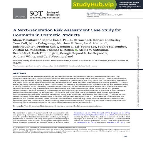 A Next-Generation Risk Assessment Case Study For Coumarin In Cosmetic ...