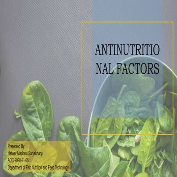 Antinutritional Factors in fishes