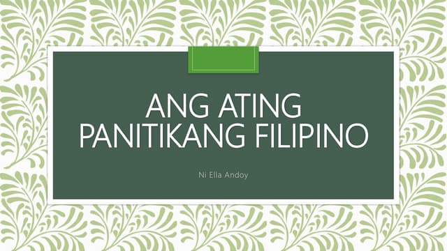 PANITIKAN - KAHULUGAN, MGA URI AT MGA HALIMBAWA | PPTX