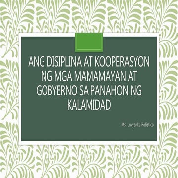 Ang disiplina at operasyon ng mga mamayan at