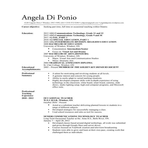 RESUME ANGELA DI PONIO