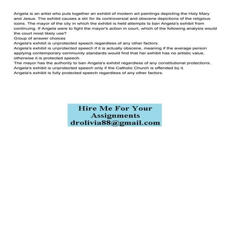 Angela is an artist who puts together an exhibit of modern a.pdf