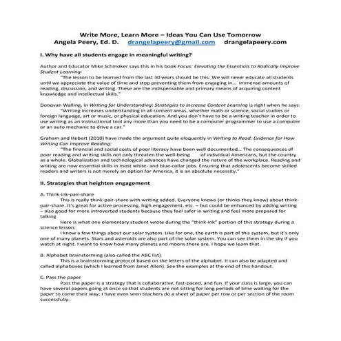 Write More to Learn More Handout