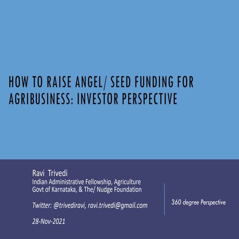 Angel and Venture fundraising - A 360 perspective | PPT