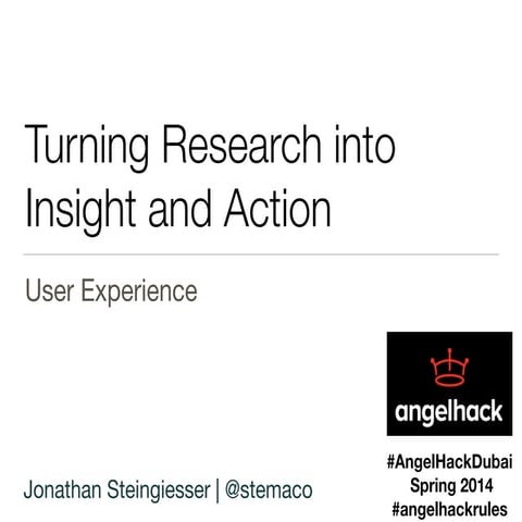 Introduction to UX and Turning Research into Insight and Action - Angelhack D...