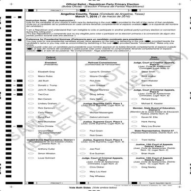Angelina Co Republican Sample Ballots