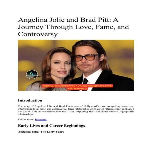 Angelina Jolie and Brad Pitt: A Journey Through Love, Fame, and Controversy