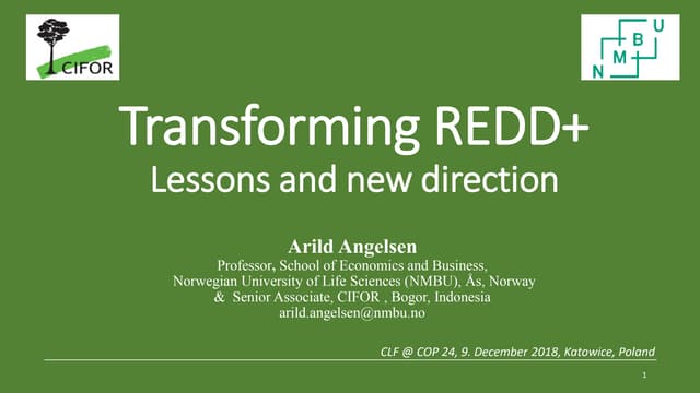 Transforming REDD+ Lessons and new direction - at COP24