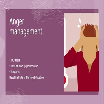 Anger management.A brief presentation on understanding anger, its causes, signs, and practical techniques to manage and express it in healthy ways. Ideal for students and professionals.