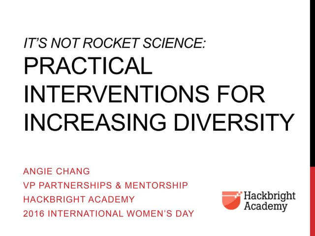 Increasing Gender Diversity in Tech - International Women's Day 2016