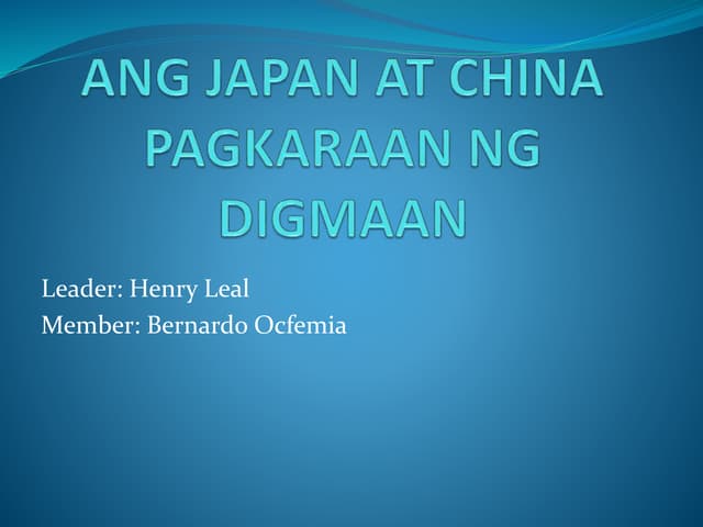 Ang japan at china pagkaraan ng dig...