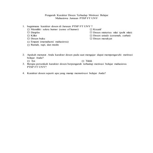 Contoh angket | DOCX